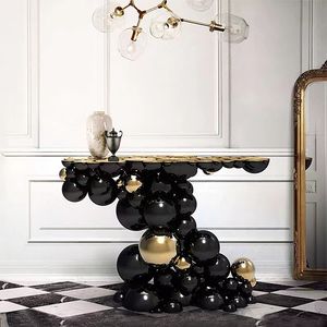 Furnistyle Nouveau Design Nordic Light Luxury Stainless Steel Metal <span class=keywords><strong>Console</strong></span> Tables avec miroir d'entrée pour Villa Living Room - Product Image 1