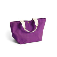 Sac fourre-tout en toile violette, poignée unique avec bouton-pression, sac de courses réutilisable robuste et de haute qualité pour commandes en gros