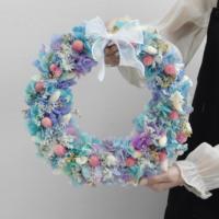 Couronne de fleurs préservées Lovebay faite à la main, longue durée, en fleurs naturelles, pour porte d'entrée, mur, mariage, Noël, Thanksgiving