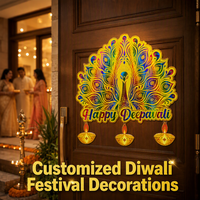 Perlengkapan Dekorasi Pesta Festival Diwali, Ornamen Kertas Cetak Festival Pembunuhan Iblis India yang Dipersonalisasi, Khusus OEM