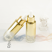 Emballage de 30ml pour cosmétiques biologiques pour soins de la peau Bouteille en verre recyclable à revêtement métallique doré avec compte-gouttes, personnalisable