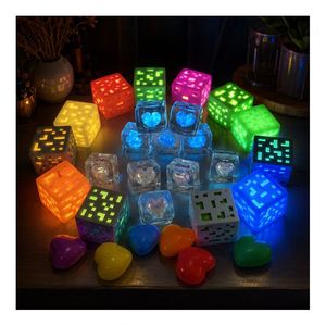 Assorted Color <b>Light</b> up Squishy Toy Heart <b>Cube</b> Squeeze Ball Soft Stress Relief Fidget Party Giveaway Set Wholesale - Product Image 1