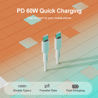 Cable DE DATOS PD de carga rápida tipo C a tipo C 60 W para teléfono móvil