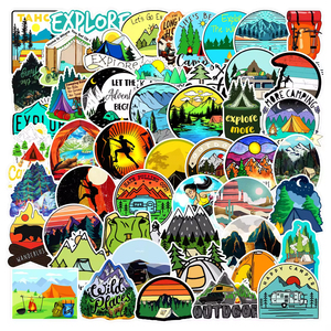50 pièces autocollants de voyage en plein air forêt randonnée <span class=keywords><strong>Camping</strong></span> beau paysage <span class=keywords><strong>autocollant</strong></span> <span class=keywords><strong>autocollant</strong></span> à bricolage bouteille d'eau téléphone portable - Product Image 3