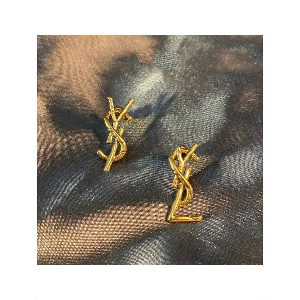 BAYES Retro high end English Y Letter earings temperament designer earrings popular brands fashion jewelry earrings For Women