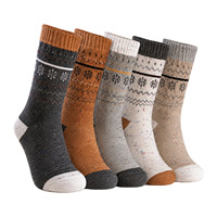 Chaussettes mi-mollet en tricot chaud pour femme Whale, motif géométrique nordique jacquard, douces, pour usage quotidien, motif flocon de neige