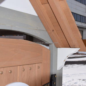 Maisonnette de jeu extérieure en bois pour enfants, avec comptoir de service, mur et porte à empreintes de pattes, pour jardin - Product Image 5