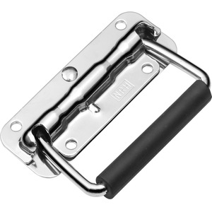 Poignée pliante en acier inoxydable 304 robuste pour boîte à outils industrielle, avec poignée à ressort et grip en caoutchouc pour châssis et applications industrielles - Product Image 1