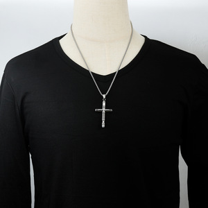 Stainless Steel <b>Cross</b> Pendant Gold Tone Unisex Necklace Geometric Design 12081 - Product Image 4