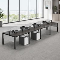 Poste de travail modulaire pour bureau, bureau ouvert pour 4 à 6 personnes avec plateau en bois pour coworking et bureaux commerciaux
