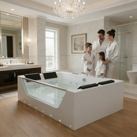 Baignoire Jacuzzi autoportante blanche pour 2 à 4 personnes, 1800 mm, avec quatre coussins, en acrylique, pour massage et spa de surf, pour adultes