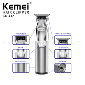 Tondeuses à cheveux électriques professionnelles pour hommes <span class=keywords><strong>Kemei</strong></span> <span class=keywords><strong>KM</strong></span>-<span class=keywords><strong>I32</strong></span> Haute qualité Rechargeable par USB Tondeuse à cheveux en métal pour hommes - Product Image 2