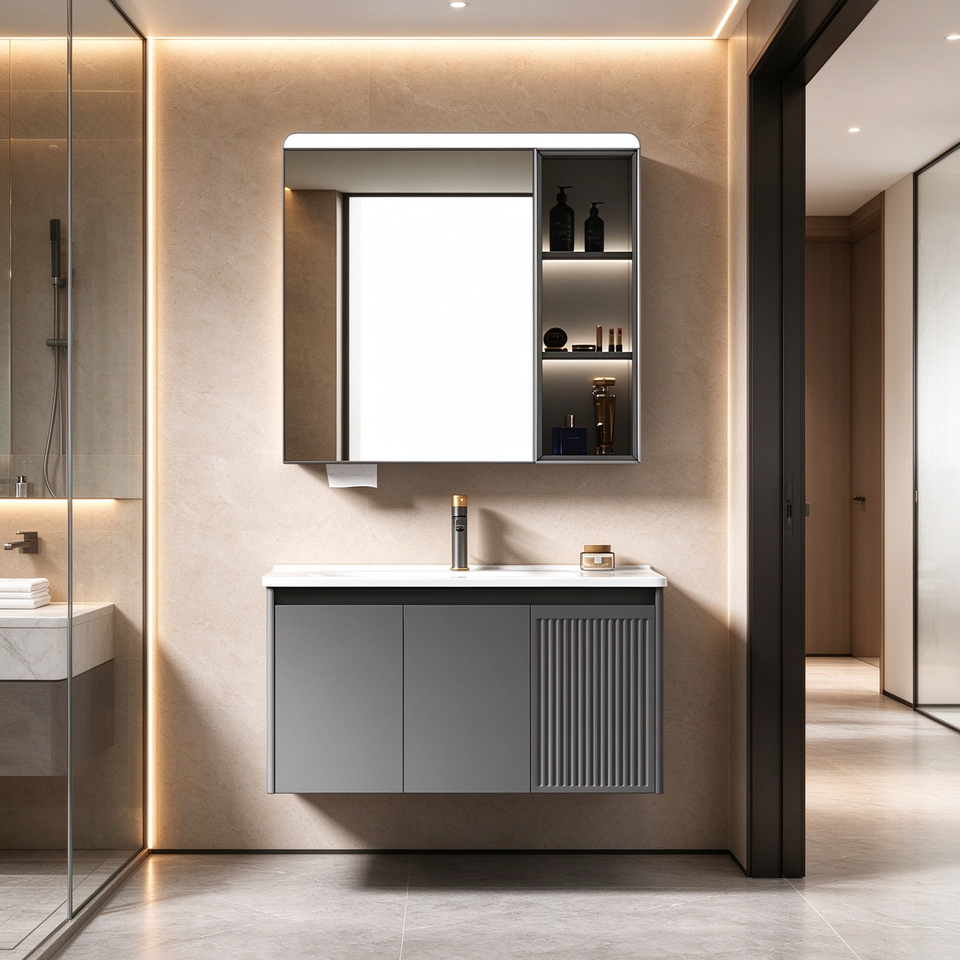 Modern Minimalist Hospital Grade Bathroom Vanity Cabinet Smart Mirror ...