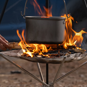 Penobon, Parrilla portátil negra de acero inoxidable de 10 kg para fogata, parrilla Plegable ligera para barbacoa para acampar, estufa de leña para fogata - Product Image 4