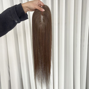 Topper de Cabello Humano Mono 3X5.5 con PU, Cabello Virgen Remy Ruso con Cutícula Alineada, Pieza de Topper de Cabello Mono PU # 1C - Product Image 6