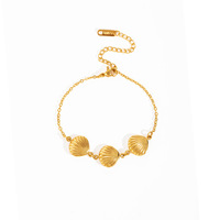 Bracelets SL115 en acier inoxydable 316L plaqué or 18 carats avec breloques étoile de mer et coquillage, résistants au ternissement et imperméables, collection été