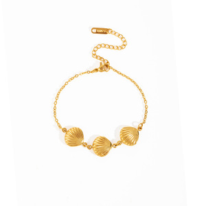 Bracelets SL115 en acier inoxydable 316L plaqué or 18 carats avec breloques étoile de mer et coquillage, résistants au ternissement et imperméables, collection été - Product Image 6