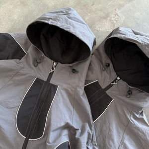 Custom Mens Windbreaker Oversized Reflective Waterproof Windproof <strong>Polyester</strong> Nylon Tracksuit Zip up Jacket <strong>Hoodies</strong> and Shorts Set - Product Image 3