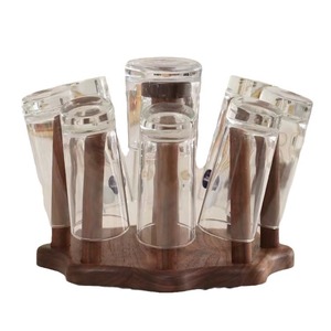 Support à tasses en bois massif en noyer noir avec support, égouttoir de bureau pour usage domestique - Product Image 2