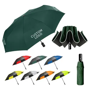 Vente en gros Parasol léger pliable pour la pluie UV automatique Parapluies de golf avec impression de logo personnalisé Parapluie pour le soleil