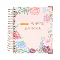 2026 Journal de prière en spirale chrétien personnalisable planificateur hebdomadaire et mensuel avec couverture en tissu selon vos conceptions