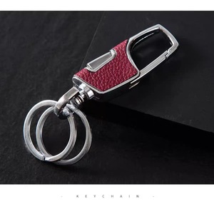 <b>Car</b> Keychain Genuine Leather Zinc Alloy 9cm Double <b>Ring</b> <b>Key</b> Pendant Creative Black <b>Key</b> Accessories - Product Image 5