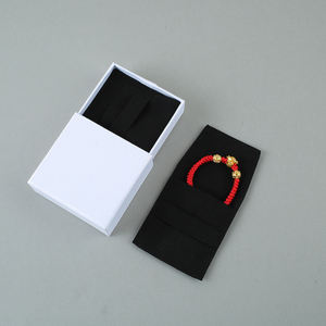 Custom Square <b>Cardboard</b> Jewelry <b>Box</b> with Drawer Microfiber Pouch Eco-friendly Slide Velvet Bag - Product Image 3
