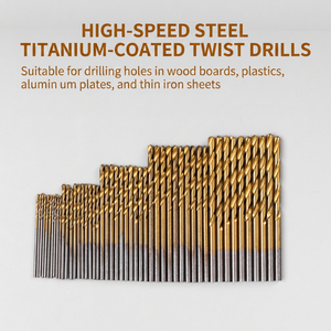 Twist <b>Drill</b> <b>Bit</b> Set 1-3mm HSS Titanium Plated Gold Finish <b>Wood</b> Drilling Tool 50Pc - Product Image 2