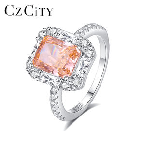 Cincin Berlian Karbon Tinggi Perak Sterling 925 CZCITY Lab Grown Gemstone Zircon Girl Bling <span class=keywords><strong>Promise</strong></span> - Product Image 1