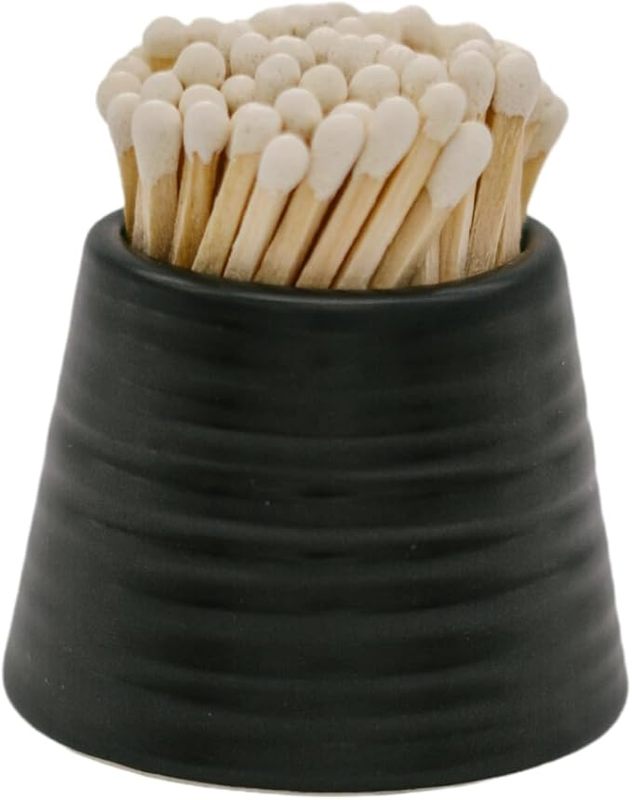 Custom Ceramic Match Container Black Ceramic