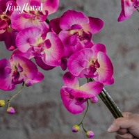 Bunga Anggrek Artifisial Realistis Tanaman Anggrek Phalaenopsis Palsu dalam Pot Keramik untuk Dekorasi Rumah Pernikahan Hotel Batang 78cm