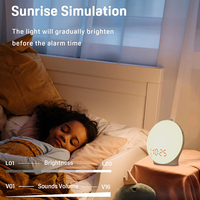 Lever du soleil réveil lumière de réveil simulateur d'aube minuterie de sommeil 8 sons plein écran lumière couleur RVB plus lumineuse avec chargeur USB