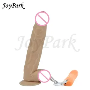 JoyPark Hot verkauf 12.2 Inch 10 Speed Sex Toy Huge Large Big Soft Artificial Black Vibrating Dildos Penis mit Suction Cup
