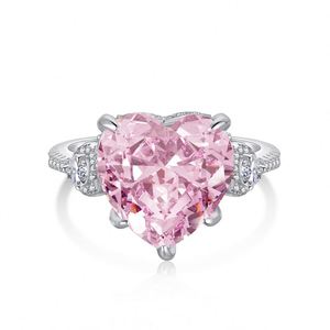 Dylam S925 <b>Silver</b> Birthstone <b>Rings</b> for Women Girls With Pink 6ct Heart <b>Solitaire</b> 8A Zirconia Diamond Halo Eternity Bands <b>Rings</b> - Product Image 1