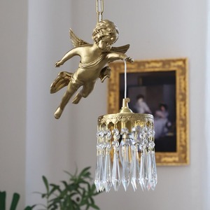 Lámpara Colgante de Estilo Francés, Totalmente de Cobre, con Cristal, para Patio, Entrada, Balcón, Dormitorio, 220V, Estilo Vintage - Product Image 2