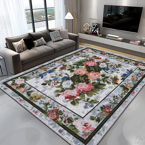 Alfombra Rectangular para Sala de Estar, Diseño Floral, Poliéster, Antideslizante, Lavable, 24DFR0034 - Product Image 1