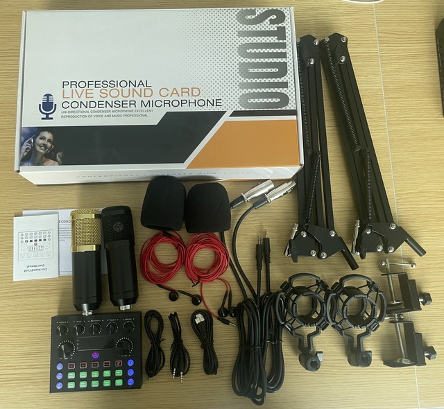 BM800 Microphone Studio Condenser Set V8S Sound Card Kit Live Steaming XLR Made China