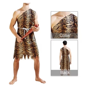 Disfraz de cavernícola de Halloween para adultos para mujeres/hombres, disfraz con estampado de leopardo, mono con cinturón/Tops y falda, Cosplay - Product Image 2