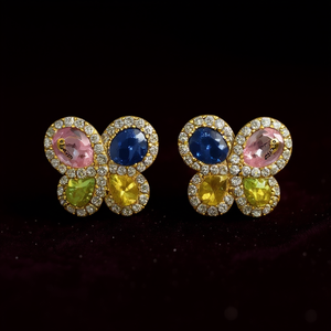 Orecchini a Perno E4403 con Farfalla in Oro e Cristalli di Citrino, Gioielli di Lusso da Donna per Uso Quotidiano - Product Image 2