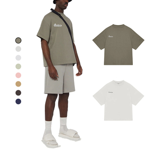 เสื้อยืด Essential Tee แบบสั่งทำพิเศษ ผ้าหนา 300GSM ทรงโอเวอร์ไซส์ สไตล์สตรีทแวร์ คอกลม ทรงบ็อกซี่ ดีไซน์ครอป เสื้อยืดเปล่าสำหรับผู้ชาย สไตล์ฮิปฮอป - Product Image 3