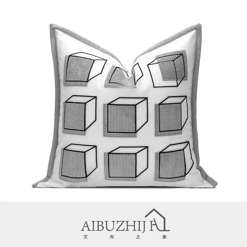 AIBUZHIJIA Abstrato Lance Almofada Capa Cinza Tridimensional Figura Geométrica Capa de Almofada