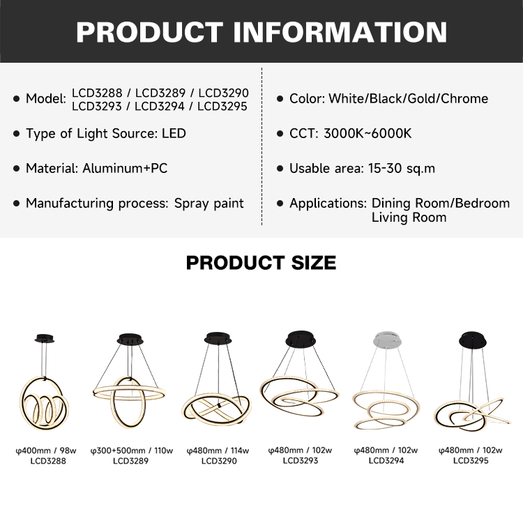 Customizable OEM&ODM Modern Simple Style Indoor Living Room Bedroom Chandelier Lighting 102W Aluminum Dimmable Led Pendant Light · image 2