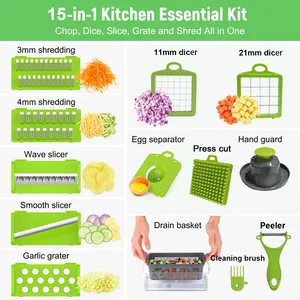 16pcs/set Durable Kitchen Tools Fruit Vegetable Slicer Multifunctional Vegetable Chopper