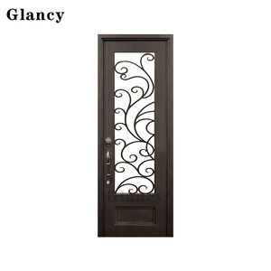 Puerta de Seguridad Minimalista para Casa o Villa, Impermeable, Resistente al Fuego, de Hierro Forjado y Vidrio, con Certificación CE y 5 Años de Garantía - Product Image 4
