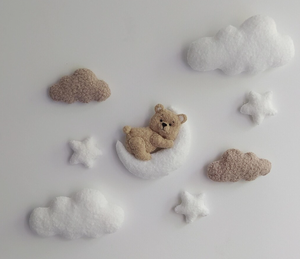 Gender Neutral <strong>Nursery</strong> Wall <strong>Decor</strong> Soft Bear Cloud Star Wall Hanging Boucle Fabric Baby Room <strong>Decor</strong> - Product Image 3