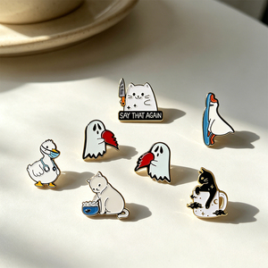 Envío Rápido, Pegatinas Metálicas Divertidas para Teléfono con <span class=keywords><strong>Memes</strong></span>, Pins Esmaltados de Ganso y Gato de Líneas Simples, Amuletos para Teléfono con Humor Discreto para Minimalistas - Product Image 4