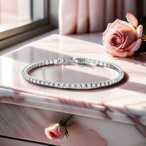 Reloj de pulsera de lujo para mujer, estilo tenis, chapado en oro con oro blanco y circonitas, juego de pulseras con dijes, regalo para niñas - Product Image 3