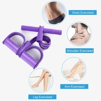 Máquina de Ejercicios Abdominales con Pedal para Piernas, Entrenador de Abdominales con 4 Tubos Antideslizantes, Banda de Resistencia para Ejercicios de Abdominales