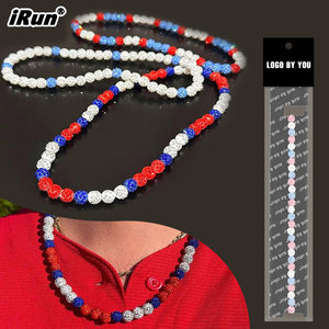 Collar de cuentas de béisbol personalizado <span class=keywords><strong>IRun</strong></span> con diseño cristiano, joyería deportiva inspirada en aleación con diamantes de imitación brillantes, regalo unisex - Product Image 1
