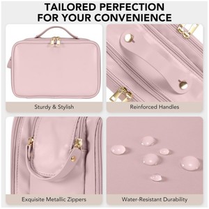 Pochette de rangement pour maquillage en cuir PU de luxe, grande capacité, pliable, compartimentée pour les produits de soin de la peau, fermeture éclair, usage quotidien, pour femme - Product Image 5